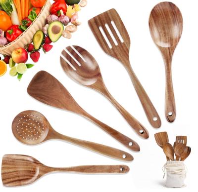 China Sustainable Eco Friendly Acacia Wood Kitchen Cooking Tools Kitchen Utensils Set For Cooking for sale