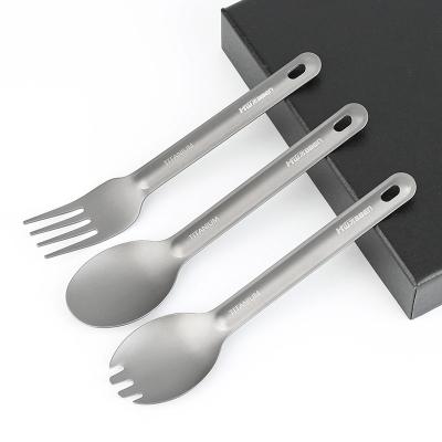 China None Healthy Pure Titanium Material Spoon Fork And Spork Set For Outdoor Camping Hiking Tableware for sale