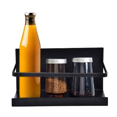 China Hot Selling Durable Stainless Steel Spice Rack Storage Black Magnetic Shelf For Fridge for sale