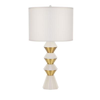 China Modern White Gold Ceramic Table Lamp With Drum Lampshade For Home Hotel Design for sale