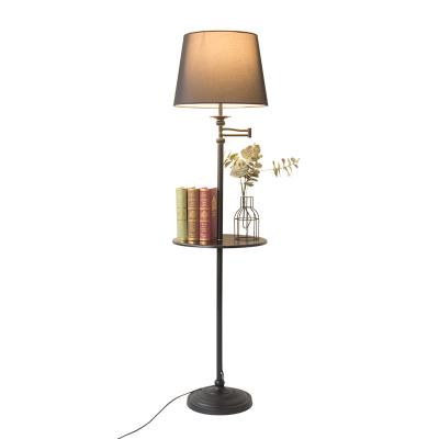 China Modern Adjustable Black Decorative Standing Floor Lamp Tripod Vintage With Shelf Table For Home Living Room for sale