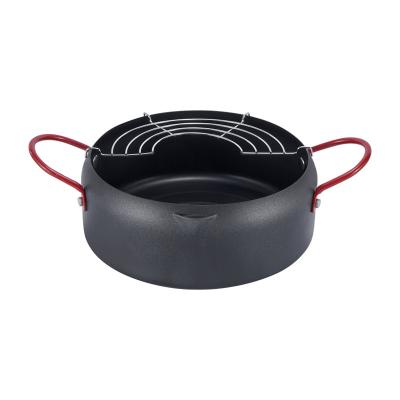 China Wholesale American manufacturers style small fat lightweight non-stick fryer cooking pot with oil rack for sale