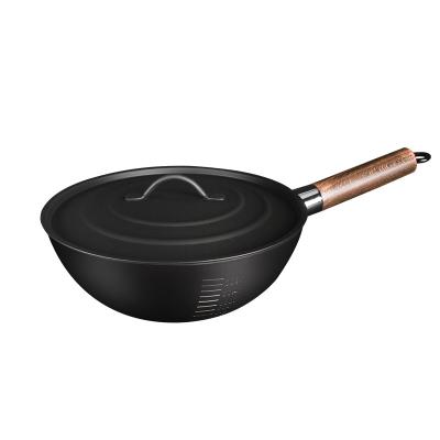 China Cheap Viable Iron Small Pan Non-Stick Wok Dinner Set Frying Wok Design With Scale for sale