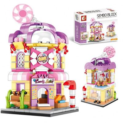 China Electronic Toy SEMBO Building Block 4In1 Block Girl's Street View Series Set Candy Shop DIY House Collected Toy Gift For Kids for sale