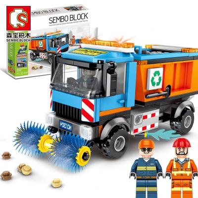 China Electronic Toy SEMBO Block Sanitation Truck 601304 City View 203Pcs Building Block Bricks Diy Toy Set For Children Christmas Gift for sale