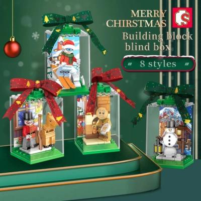 China DIY Brick Senbao 601157 Christmas Box Building Small Gift Blind Puzzle Particle Assembled Building Block Toy for sale