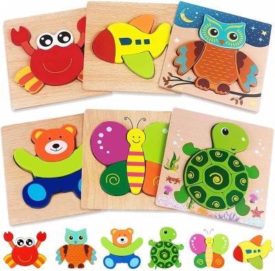 China 2022 Hot Selling Designs Eco-friendly Amazon New Wooden 3D Puzzles Educational Montessori Game Toys Children Wooden Puzzle for sale