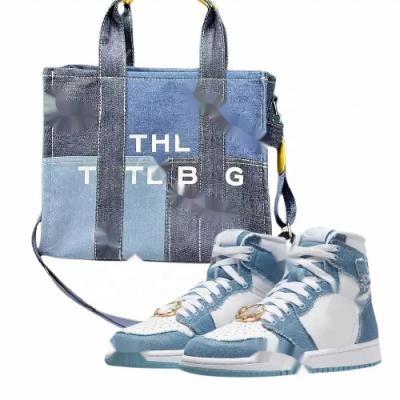 China 2023 Fashion Designer Luxury Matching Jean Blue Bags NK Sneakers And Tote Bag Sets For Women Ladies Sneaker And Bag Set for sale