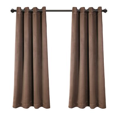 China Lightweight Tan Blackout Room Darkening Solid 100% Polyester For Draping Grommet Bedroom Curtains for sale