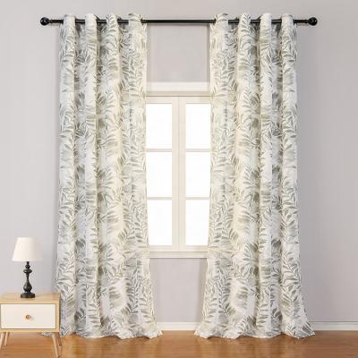 China Other Custom Home Furnishing Warm Textile Green Pastoral Leaves Printing Luxury Curtains For Living Room for sale