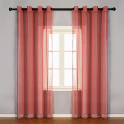 China Other Multicolor Yarn Dyed Solid Design Red Sheer Curtains For Living Room for sale