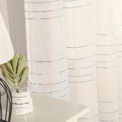 China Other Design Home Fashionable Stripe Printed Curtains Linen Sheer Window for sale