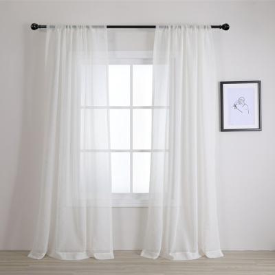 China Europe Latest Designs Drapes Cheap Drapes White Voile Fancy Striped Sheer Linen Window Curtain for sale