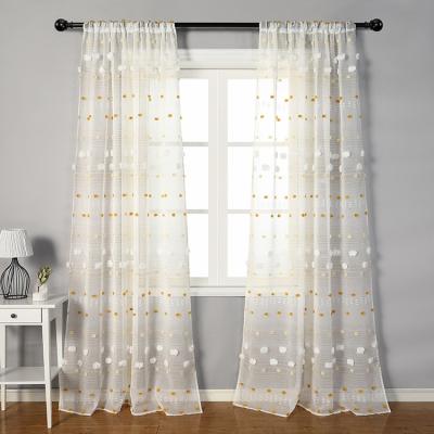 China Other New Arrival Light Color Window Dot Jacquard Rod Pocket Light Sheer Sheer Curtain Set for sale