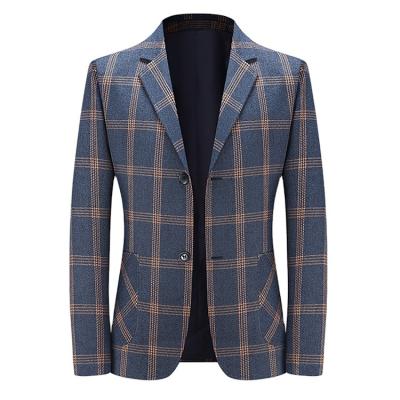 China New Anti-wrinkle business casual plus size blazer men's jacket slim suit plaid men's classic blazers coated men's suits for sale