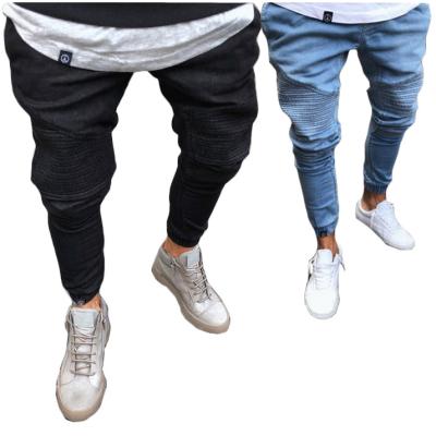 China Color Fade Proof New Arrivals Elastic Cotton Stretch Jeans Wrinkled Pants Harlan Style Fitted Denim Pants Mens Brand Wear Biker Wrinkled Jeans for sale