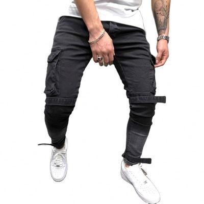 China Hip Hop Multi-pocket Streetwear Men's Slim Denim Pants Vintage Viable Skinny Male Stylish Casual Stretch Pants for sale