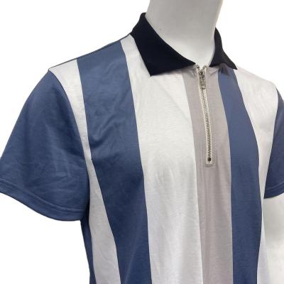 China Anti-wrinkle Stain Polo Shirt Summer Stripes Short-Sleeved Polo Shirt Men Lapel Foreign Trade T-shirt for sale