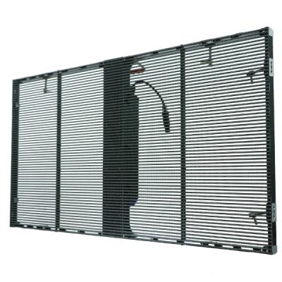 China interior & 2021 Outdoor Flexible Window Advertising HD Transparent LED Display Video Wall Stage Lead Glass Mesh Screen Curtain Outdoor Window Move for sale