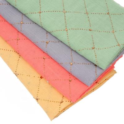 China Wholesale New Cotton Supply Summer Solid Color Checked Gold Diamond Cotton Linen Scarf Muslim Plaid Hijab for sale