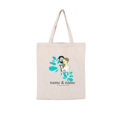 China Personalized Canvas Folding Tote Bag Eco Friendly Cute Reusable Women Texts Bride Groom Name Shopping Bag With Zipper for sale