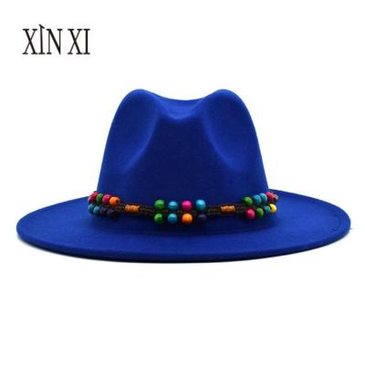 China Autumn Panama Hat Vintage Wide Brim Winter Plush Fashion Top Hat Female Male Sombreros Fedora Hat for sale