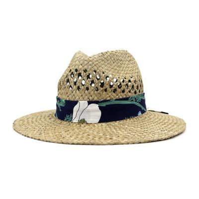 China Drop Shipping Lady Panama Beach Sun Fedora Cap Natural Seagrass Adult Drop Shipping Striped Size Men Wide Brim Straw Hat for sale