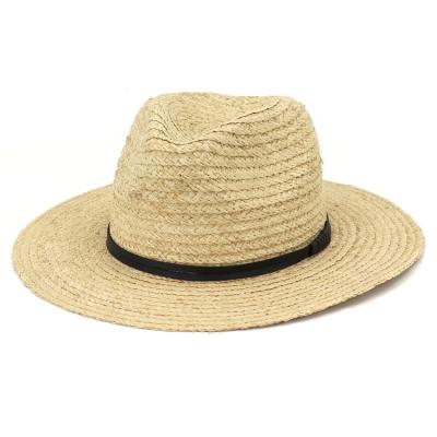 China Handmade Panama Jazz Outdoor Sun Summer Straw Hat Women Men Hat Striped Summer Raffia Grass Felt Hats Leisure for sale