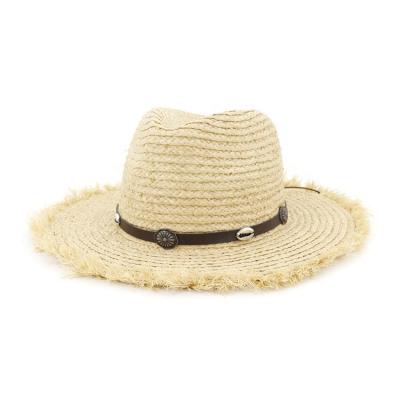 China Large 100% Raffia Straw Hat Handmade Weave Summer Striped Outdoor Ribbon Beach Brim Sun Hats For Women for sale