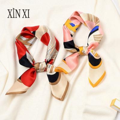 China Dropship silk women fashion bandanna summer luxury women silk neckerchief square silk scarf for ladies for sale