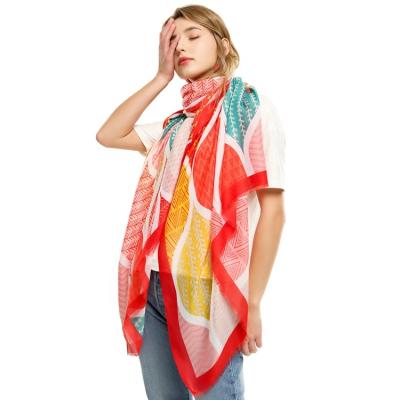 China New Rayon Factory Sale Digital Wave Print Women Scarf Wraps Shawls Hijabs 180*90cm Women's Cotton Designed Scarf for sale