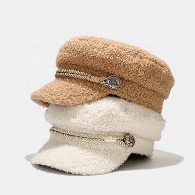 China Wholesale Plush Tweed Sun Hat Autumn Winter Warm Berets Flat Gatsby Hat Painter Women Newsboy Caps Wool Men Hat for sale