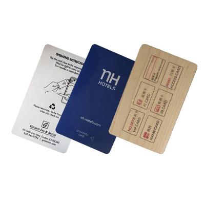 China Waterproof / Waterproof CMRFID Smart Check in PVC white rfid hotel card Encoder 1K 4K ISO NFC Blank Hotel Key Card Wooden Paper Electric Card for sale