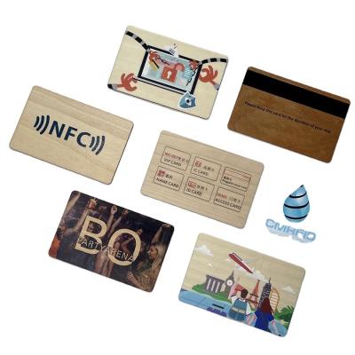 China Waterproof/cmrfid iso14443a nfc hotel smart contactless wooden rfid card waterproof bamboo wooden card access control 213/216 wooden rfid key card for sale