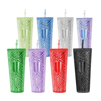 China Viable Color Changing Vaso Mug Cold Iridescent Tumbler With Straw Sippy Cup Drinkware Glitter Mickey Bling Grid Gradient Tumbler Mugs for sale