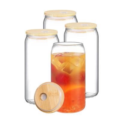 China Vaso Drinkware Viable Custom Glass Tumblers Cups Clear 16oz Sippy Cups Cold Tumbler Copo Beer Can Shaped Drinking Glass for sale