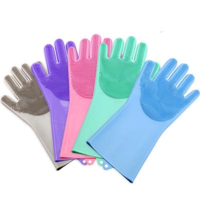 China Reusable Household Cleaning Gloves Scrubber Gloves Car Kitchen Bathroom Silicone Dish Washing Gloves Household Washing Dishwashing Gloves Popular Dishwashing Gloves for sale