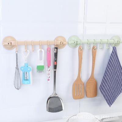 China Bathroom Organizer 6 Hooks Corner Towel Hanger Kitchen Suction Cup Suction Adjustable Plastic Suction Wall Hook Strong Suction Cup for sale