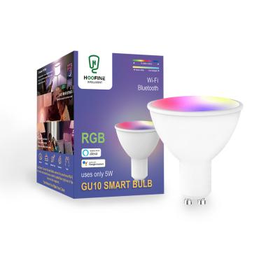 China Modern Factory Tuya Smart Life RGB Dimmable LED Light 5w 7w GU10 Phone APP Control Alexa Google WIFI Colorful Smart Bulb for sale