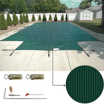 China 18ft*36ft Swimming Pool Anti Pool Heater Cover Mesh Safety Solar Pool Cover With Tan Gray Black Green Blue Customized for sale