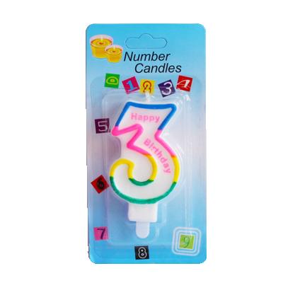 China Music Rainbow Printed Happy Birthday Indonesia Number Birthday Candle for sale