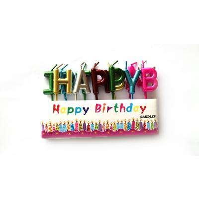 China Funny Rainbow Color Paint Plating Happy Birthday Letter Candle for sale