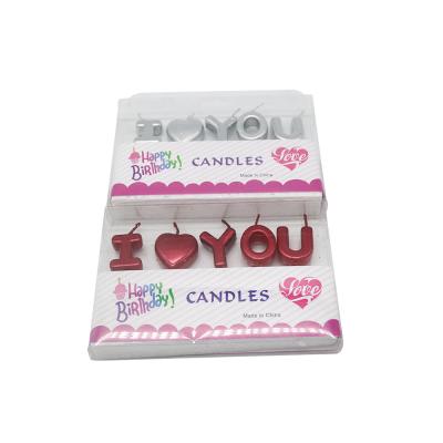 China Metallic Color Wholesale Metallic Color Letter Birthday Candle I LOVE YOU for sale