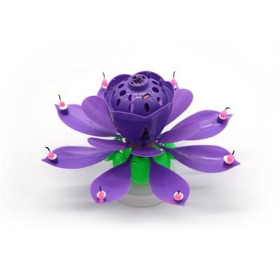 China Wholesale music rose and lotus flower shape flower firework birthday wax candle for sale