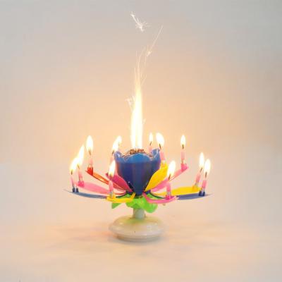 China Music Lotus Flower Happy Birthday Candle Romantic Music Candle Party Decor for sale