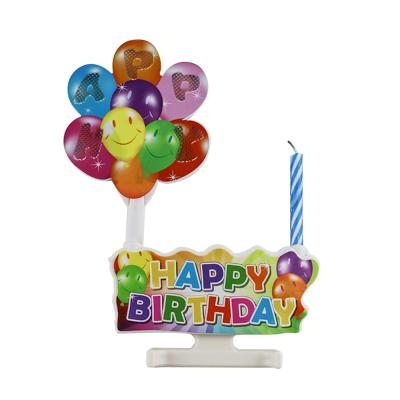 China Singing Music Balloon Shape Happy Birthday Singing Music Birthday Candle Cake Toppers for sale