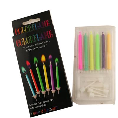 China 6 Pieces Flameless Per Pack Birthday Cake Decoration Color Flame Candle for sale