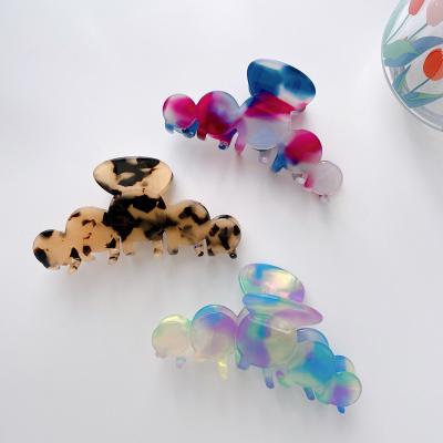 China Korea Wholesale Custom Exquisite Newest Simple Circular Stitching Acetic Acid Hair Claw Clips For Girls for sale