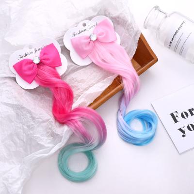 China Children's Fashion Soft Bow Korean Version Of Girls Wig Colorful Hairpin Duck Beak Clip Headdress Clip Bangs for sale