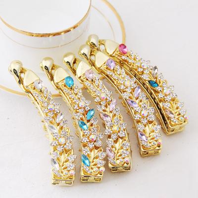 China High Quality and Fast Delivery Wholesale New Style Hair Accessories 10CM Women Ponytail Holder Retro Haircut Pin Rhinestone Metal Banana Hairgrip for sale